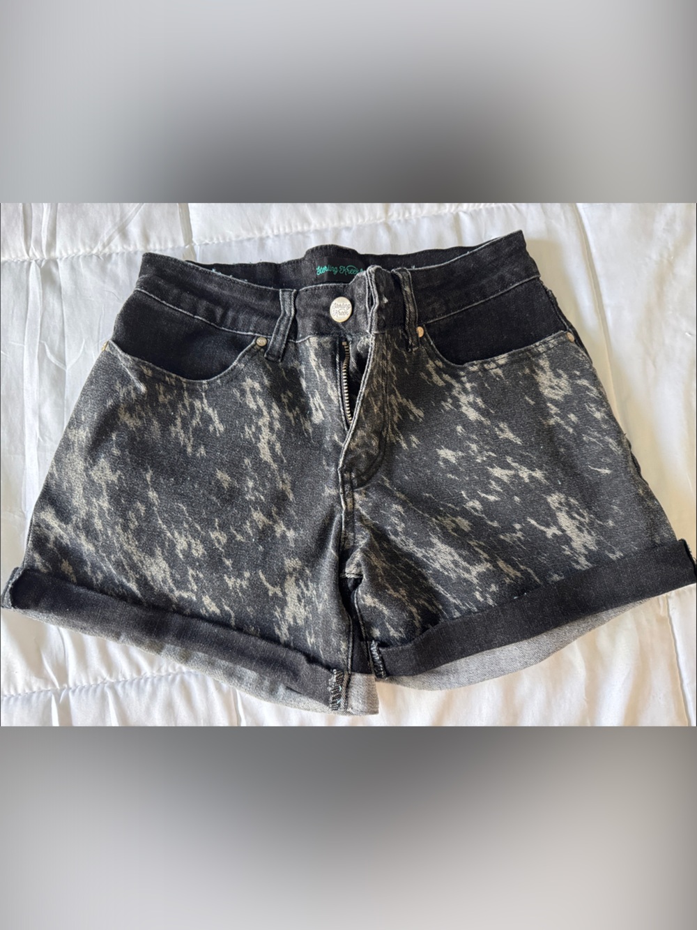 Sterling Kreek XS Black Printed Denim Shorts